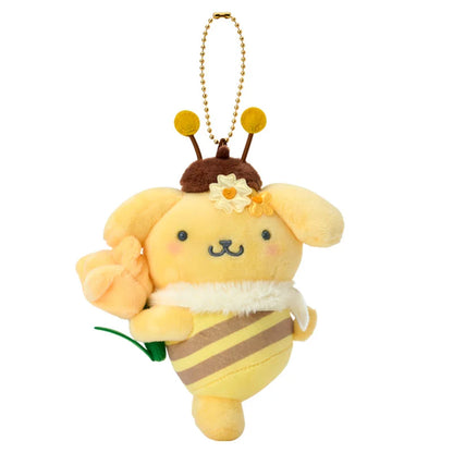 SANRIO | Pompompurin Pom Pom Purin Mascot Holder Bag Charm Plush Keychain 130×60×150mm (Flower Loving Little Bee)