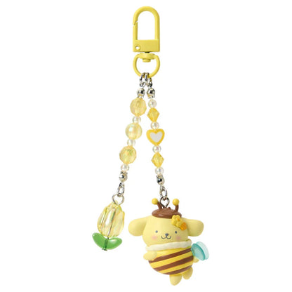 SANRIO | Pompompurin Pom Pom Purin Keychain Charm 35×25×80mm (Flower Loving Little Bee)