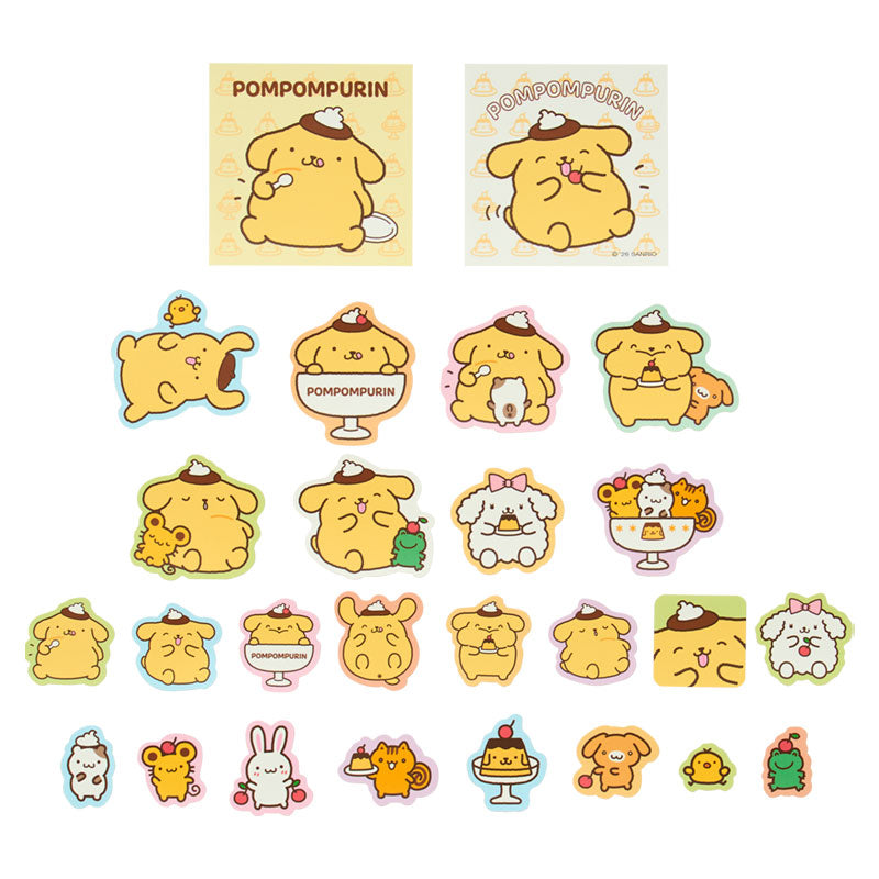 SANRIO | PomPomPurin Pom Pom Purin  Sticker Set 110x3x120mm (Full And Happy Pudding 30th anniversary)