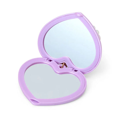 SANRIO | Kuromi Heart-Shaped Compact Mirror with Bead Charm 70x18x60mm (Elegant Quilted)