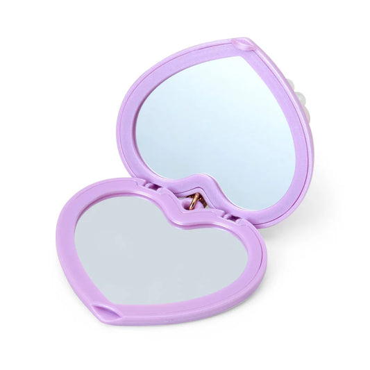 SANRIO | Kuromi Heart-Shaped Compact Mirror with Bead Charm 70x18x60mm (Elegant Quilted)