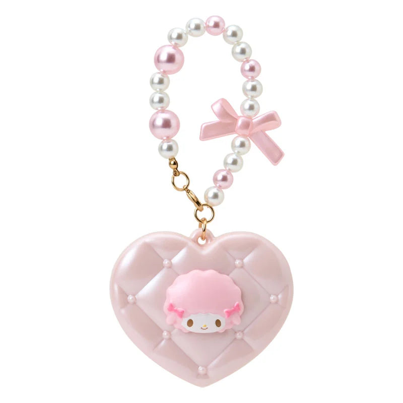 SANRIO | My Sweet Piano Heart-Shaped Compact Mirror with Bead Charm 70x18x60mm (Elegant Quilted)