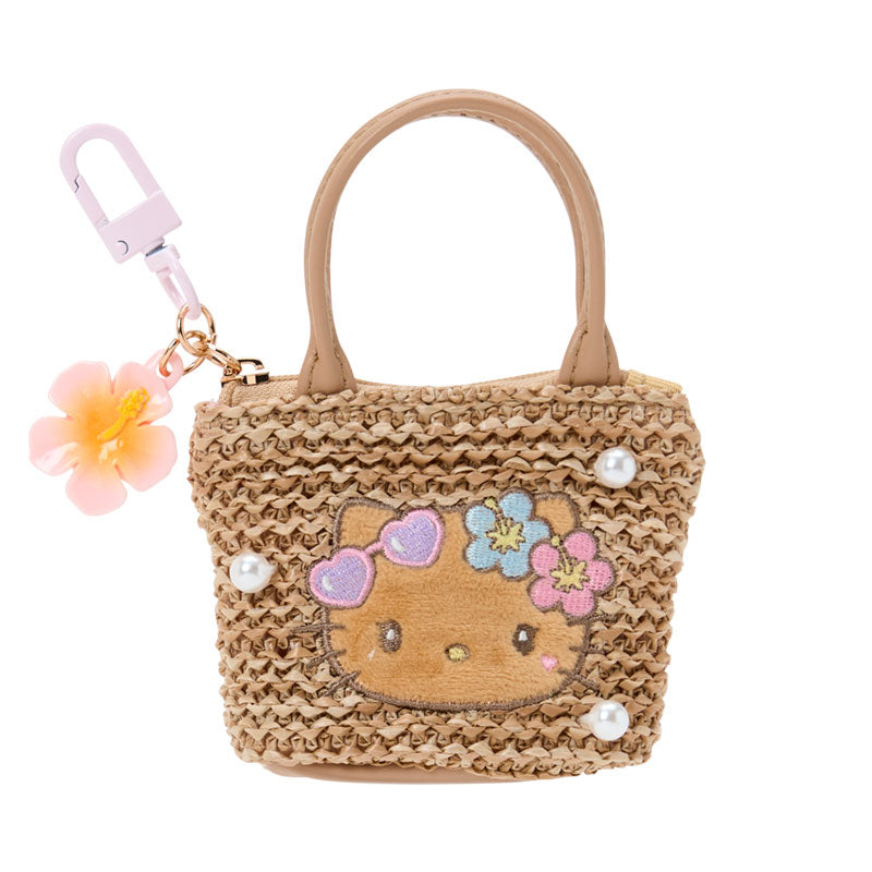 SANRIO | Mini Tote Keychain Key Holder 95×40×130mm (Sparkling Summer Pool Tan Sunburned)