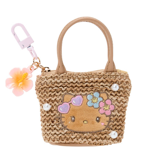 SANRIO | Mini Tote Keychain Key Holder 95×40×130mm (Sparkling Summer Pool Tan Sunburned)