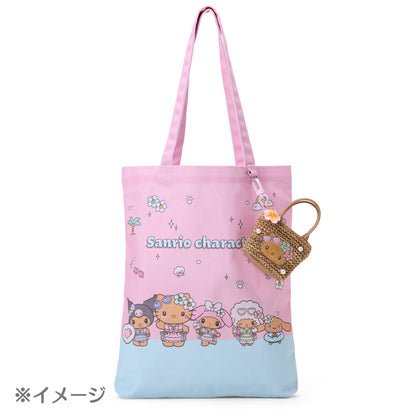 SANRIO | Mini Tote Keychain Key Holder 95×40×130mm (Sparkling Summer Pool Tan Sunburned)