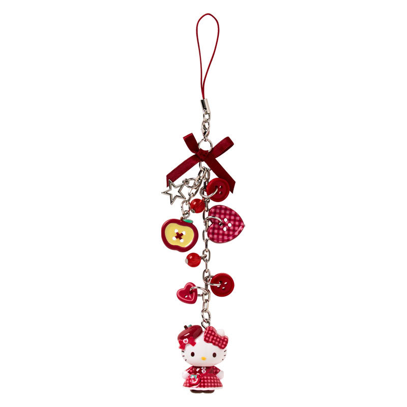 SANRIO | Hello Kitty Phone Strap Mascot Bag Charm 25×20×35mm (Autumn Apple Gingham Red)